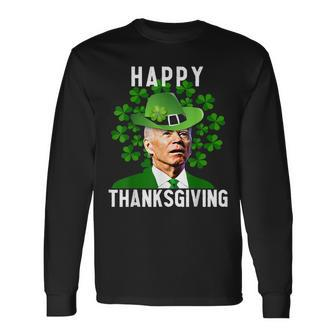 Joe Biden Thanksgiving Confused St Patricks Day Long Sleeve T-Shirt - Seseable