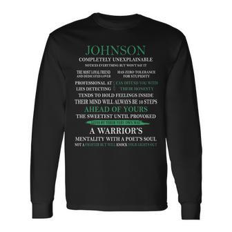 Johnson Name Johnson Completely Unexplainable Long Sleeve T-Shirt - Seseable