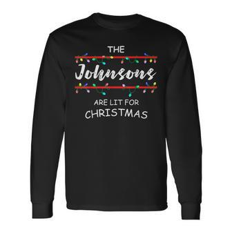 The Johnsons Are Lit For Christmas Christmas Long Sleeve T-Shirt - Seseable