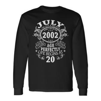 July 2002 The Man Myth Legend 20 Year Old Birthday Long Sleeve T-Shirt - Seseable