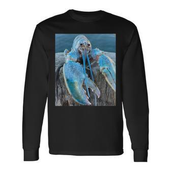 Jumpscare Lobster Meme Blue Crustacean Long Sleeve T-Shirt T-Shirt | Mazezy