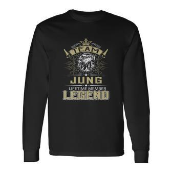 Jung Name Jung Eagle Lifetime Member Leg Long Sleeve T-Shirt - Seseable