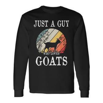 Just A Guy Who Loves Goats Men Women Long Sleeve T-shirt Graphic Print Unisex - Seseable
