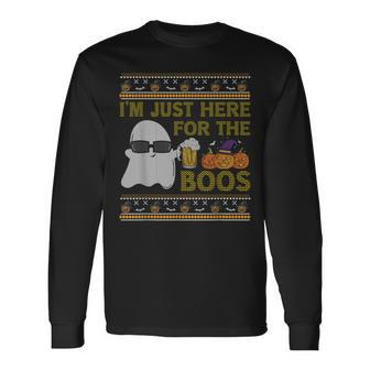 Im Just Here For The Boos Ugly Sweater Halloween Men Women Men Women Long Sleeve T-Shirt T-shirt Graphic Print - Thegiftio UK