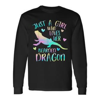 Just A Girl Who Loves Her Bearded Dragon Dragons Lover Long Sleeve T-Shirt T-Shirt | Mazezy