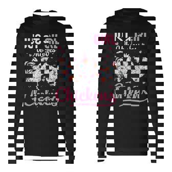 Just A Girl Who Loves Chickens Cute Chicken Girls Women Long Sleeve T-Shirt - Thegiftio