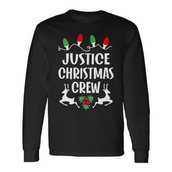 Justice Name Christmas Crew Justice Long Sleeve T-Shirt - Seseable