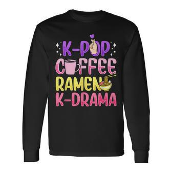 K-Pop Coffee Ramen K-Drama Korean Drink Noodles Kdrama Kpop Men Women Long Sleeve T-shirt Graphic Print Unisex - Seseable