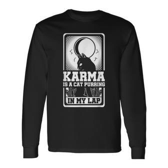 Karma Is A Cat Purring In My Lap Moon Tarot Card Cat Long Sleeve T-Shirt T-Shirt | Mazezy