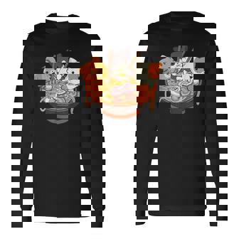 Kawaii Cute Anime Cats Otaku Japanese Ramen Noodles Men Women Long Sleeve T-Shirt T-shirt Graphic Print - Thegiftio