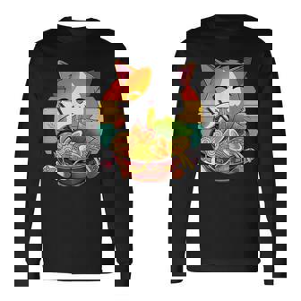 Kawaii Ramen Cat Japanese Neko Noodle Vintage Anime V5 Men Women Long Sleeve T-Shirt T-shirt Graphic Print - Thegiftio