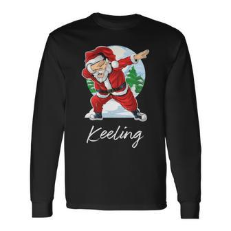 Keeling Name Santa Keeling Long Sleeve T-Shirt - Seseable