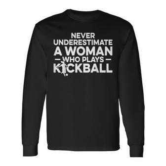 Kickball Player Woman Kick Ball Squad Team Long Sleeve T-Shirt | Mazezy