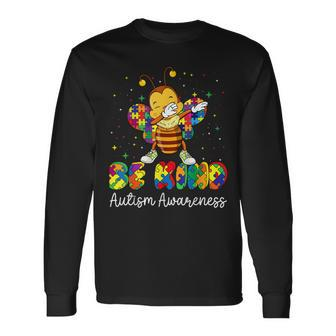 Be Kind Autism Awareness Puzzle Bee Dabbing Support Kid Girl Long Sleeve T-Shirt T-Shirt | Mazezy