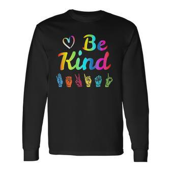Be Kind Love Asl Sign Language Nonverbal Teacher Student Men Women Long Sleeve T-Shirt T-shirt Graphic Print - Thegiftio UK