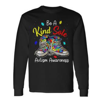 Be A Kind Sole Autism Awareness Puzzle Shoes Be Kind Long Sleeve T-Shirt T-Shirt | Mazezy UK