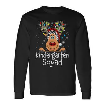 Kindergarten Teacher Squad Reindeer Funny Teacher Christmas Men Women Long Sleeve T-shirt Graphic Print Unisex - Seseable