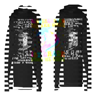 Kindergarten We Are Done 1St Grade Here We Come Unicorn Girl  Unisex Long Sleeve