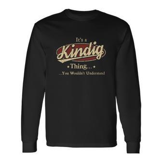 Kindig Last Name Kindig Name Crest Long Sleeve T-Shirt - Seseable