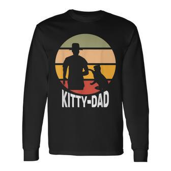 Kitty Dad Vintage Cat Father Kitty Daddy Long Sleeve T-Shirt - Seseable