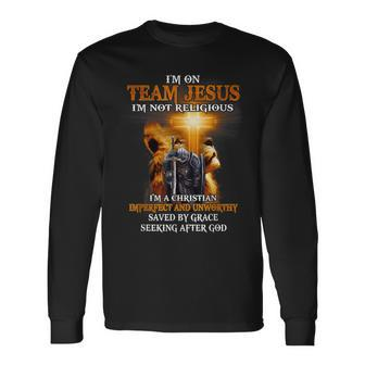Knight Templar Lion Cross Christian Saying Religious Quote Long Sleeve T-Shirt - Seseable