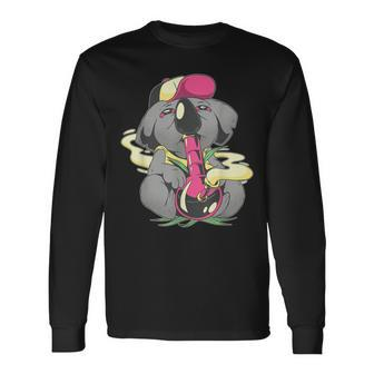 Koala With A Marijuana Bong - Weed Graphic Men Women Long Sleeve T-shirt Graphic Print Unisex - Seseable