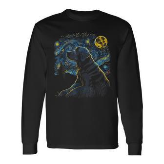 Labrador Retriever Starry Night Dogs Lover Graphic Long Sleeve T-Shirt T-Shirt | Mazezy
