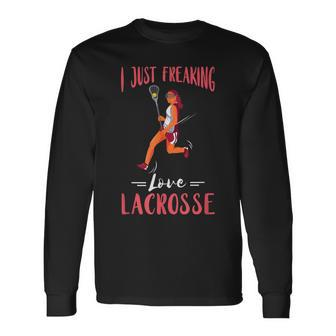 Lacrosse Freaking Love Lax Lacrosse Stick Lacrosse Player Long Sleeve T-Shirt - Thegiftio UK