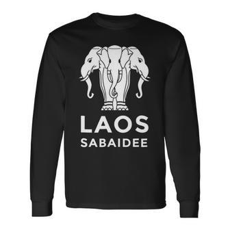 Laos Erawan 3 Headed Elephant Laotian Long Sleeve T-Shirt - Seseable
