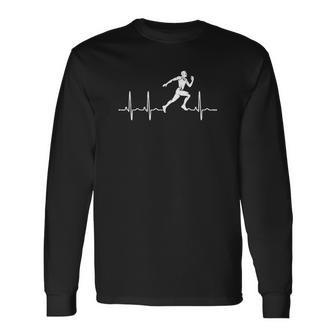 Läufer Herzschlag EKG Langarmshirts, Sport Herren Langarmshirts in Schwarz - Seseable