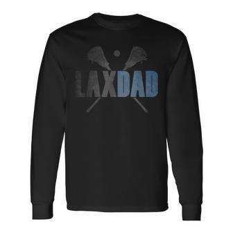 Lax Dad Lacrosse Player Father Coach Sticks Vintage Graphic Long Sleeve T-Shirt - Seseable