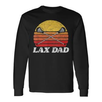 Lax Dad Vintage X Crossed Lacrosse Sticks 80S Sunset Retro Long Sleeve T-Shirt - Seseable