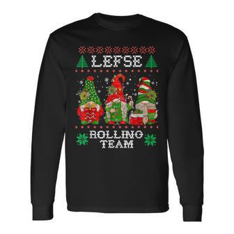 Lefse Rolling Team Gnome Baking Tomte Matching Christmas Men Women Long Sleeve T-shirt Graphic Print Unisex - Seseable