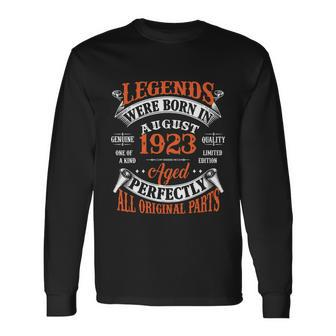 Legend 1923 Vintage 100Th Birthday Born In August 1923 Long Sleeve T-Shirt - Monsterry