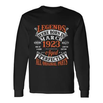 Legend 1923 Vintage 100Th Birthday Born In March 1923 Long Sleeve T-Shirt - Monsterry