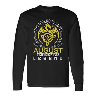 The Legend Is Alive August Name Long Sleeve T-Shirt - Seseable