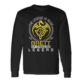 The Legend Is Alive Brett Name Long Sleeve T-Shirt - Seseable