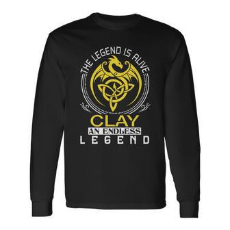 The Legend Is Alive Clay Name Long Sleeve T-Shirt - Seseable