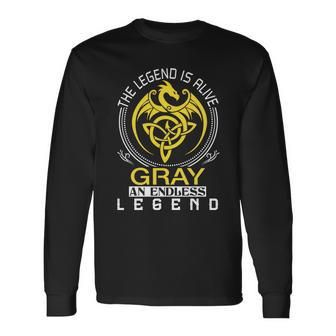 The Legend Is Alive Gray Name Long Sleeve T-Shirt
