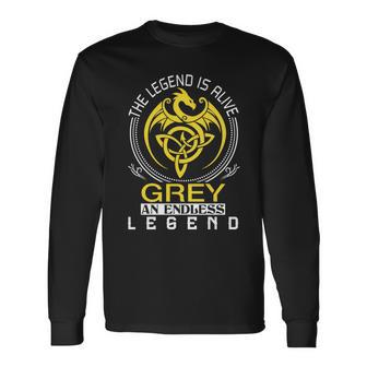 The Legend Is Alive Grey Name Long Sleeve T-Shirt - Seseable