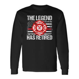 The Legend Has Retired Firefighter Retirement Party Men Long Sleeve T-Shirt - Seseable