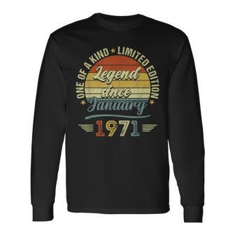 Legend Since January 1971 52 Years Old Gifts 52Nd Birthday Men Women Long Sleeve T-shirt Graphic Print Unisex - Seseable