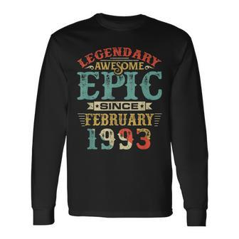Legendary Awesome Epic Since February 1993 Birthday 27 Years Long Sleeve T-Shirt - Seseable