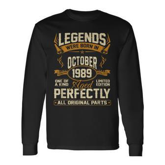Legends Were Born In October 1989 Long Sleeve T-Shirt - Seseable