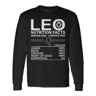 Leo Nutrition Facts July August Birthday Zodiac Sign Mom Dad Men Women Long Sleeve T-Shirt T-shirt Graphic Print - Thegiftio UK