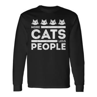 Less People More Cats Kitten Lover Pride Long Sleeve T-Shirt - Seseable