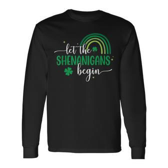 Let The Shenanigans Begin St Patricks Day Lucky Shamrock Long Sleeve T-Shirt T-Shirt | Mazezy