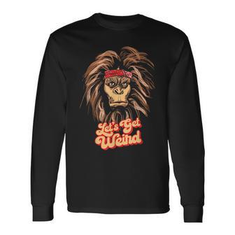 Lets Get Weird Bigfoot & Bandana Funny Sasquatch Graphic Men Women Long Sleeve T-shirt Graphic Print Unisex - Seseable