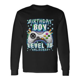 Level 10 Unlocked Video Game 10Th Birthday Gamer Boys Tshirt Long Sleeve T-Shirt - Monsterry DE