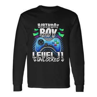 Level 11 Unlocked Video Game 11Th Birthday Gamer Boys Tshirt Long Sleeve T-Shirt - Monsterry